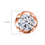 lab diamond round stud earrings in 18k rose gold over sterling silver shown for size comparison