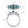 indicolite tourmaline and diamond five stone halo ring in 14k white gold shown for size comparison