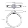 lab diamond cluster ring in rhodium over sterling silver shown for size comparison
