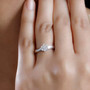 lab diamond cluster ring in rhodium over sterling silver worn on a hand