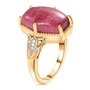 side view of thulite and white zircon ring in 18k yellow gold over sterling silver