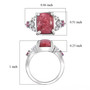 thulite white zircon and pink sapphire ring in rhodium over sterling silver shown for size comparison