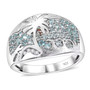 blue apatite and zircon ocean motif cluster ring in rhodium over sterling silver