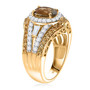 side view of golden tanzanite yellow sapphire and zircon ring in 18k yellow gold over sterling silver