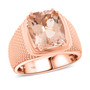 morganite cushion solitaire gents ring in solid 10k rose gold