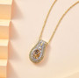 golden tanzanite yellow sapphire and zircon pendant necklace in 18k yellow gold over sterling silver shown in a lifestyle photo