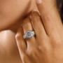 unheated tanzanite green sapphire and zircon ring in 18k yellow gold over sterling silver worn on a hand