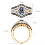 unheated tanzanite green sapphire and zircon ring in 18k yellow gold over sterling silver shown for size comparison