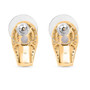 back view of unheated tanzanite green sapphire and zircon earrings in 18k yellow gold over sterling silver
