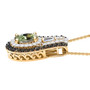 side view of green zoisite green sapphire and zircon pendant necklace in 18k yellow gold over sterling silver