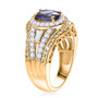 side view of tanzanite yellow sapphire and zircon ring in 18k yellow gold over sterling silver