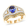 tanzanite yellow sapphire and zircon ring in 18k yellow gold over sterling silver