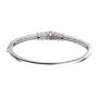 back view of mahenge pink spinel and white zircon bangle bracelet in rhodium over sterling silver
