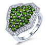 chrome diopside and white zircon ring in rhodium over sterling silver