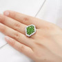 chrome diopside and white zircon ring in rhodium over sterling silver