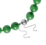 clasp detail of burmese green jade round beaded necklace in rhodium over sterling silver 18-20" adj magnetic clasp