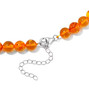 clasp detail of baltic amber 8mm round beaded necklace in rhodium over sterling silver