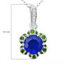 blue spinel chrome diopside and white zircon pendant necklace in rhodium over sterling silver shown for size comparison