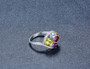 full view of multi gemstone ring in rhodium over sterling silver