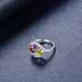 multi gemstone ring in rhodium over sterling silver