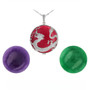 reversable and interchangeable 30mm red purple and green jade dragon and flower pendant necklace set in rhodium over sterling silver