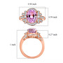 kunzite and moissanite bow ring in 18k rose gold over sterling silver shown for size comparison