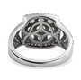 full view of chrysoberyl brown and white zircon halo cluster ring in rhodium over sterling silver