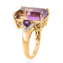 side view of ametrine citrine amethyst and zircon ring in 18k yellow gold over sterling silver