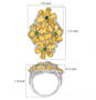 tanzanian yellow opal chrome diopside and zircon flower cluster ring in rhodium over sterling silver shown for size comparison