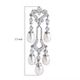 freshwater pearl and moissanite chandelier earrings in rhodium over sterling silver shown for size comparison
