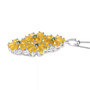 side view of tanzanian yellow opal and chrome diopside flower cluster necklace in rhodium over sterling silver
