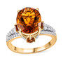 front view of madeira citrine and white zircon ring in 18k yellow gold over sterling silver