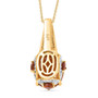 madeira citrine and white zircon pendant necklace in 18k yellow gold over sterling silver