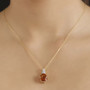 madeira citrine and white zircon pendant necklace in 18k yellow gold over sterling silver worn around the neck