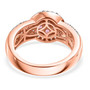full view of mahenge pink spinel and white zircon cluster halo ring in 18k rose gold over sterling silver