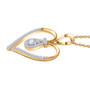 side view of moissanite heart pendant necklace in 18k yellow gold over sterling silver