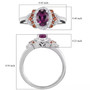 purple garnet padparadscha sapphire and zircon ring in rhodium over sterling silver shown for size comparison