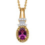 purple garnet and yellow and white diamond pendant necklace in 18k yellow gold over sterling silver