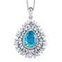 blue and green quartz triplet and moissanite pendant necklace in rhodium over sterling silver
