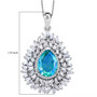 blue and green quartz triplet and moissanite pendant necklace in rhodium over sterling silver shown for size comparison