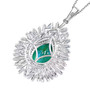 back view of blue and green quartz triplet and moissanite pendant necklace in rhodium over sterling silver