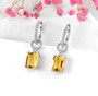 close up of natural gemstone dangle earrings in rhodium over sterling silver