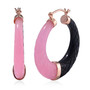 black and pink jade hoop earrings in 18k rose gold over sterling silver
