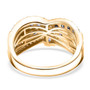 back view of ceylon blue sapphire and white zircon crossover ring in 18k yellow gold over sterling silver
