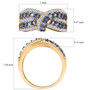 ceylon blue sapphire and white zircon crossover ring in 18k yellow gold over sterling silver shown for size comparison