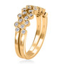 side view of natural diamond two ring stackable set in 18k yellow gold