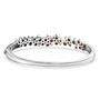 back view of bezel set multi color tourmaline and white zircon bangle bracelet in 18k yellow gold over sterling silver