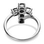 full view of black spinel cross ring in rhodium over sterling silver