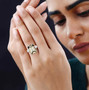 turkizite and diamond ring in solid 950 platinum worn on a hand