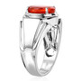 side view of mexican fire opal solitaire gents ring in solid 950 platinum